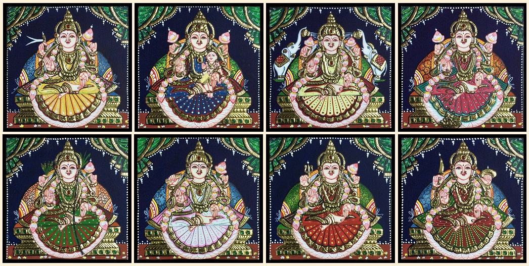 Ashta Lakshmi 48 - 7x7in each (without frame)
