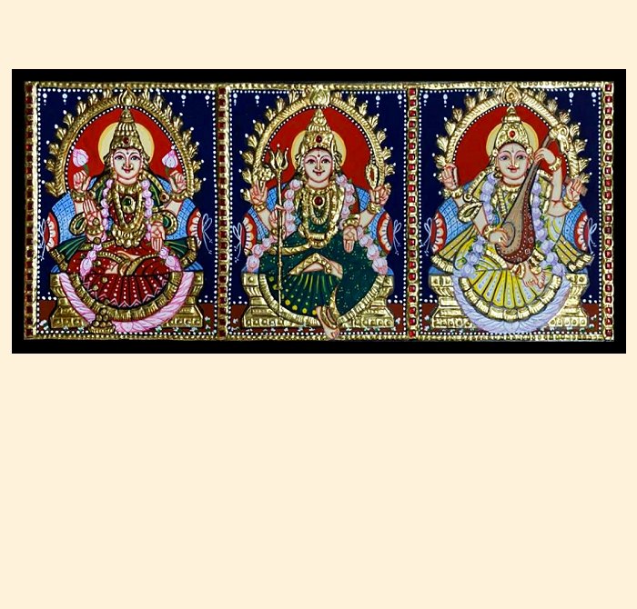 Durga Lakshmi Saraswathi 2- 8x18in