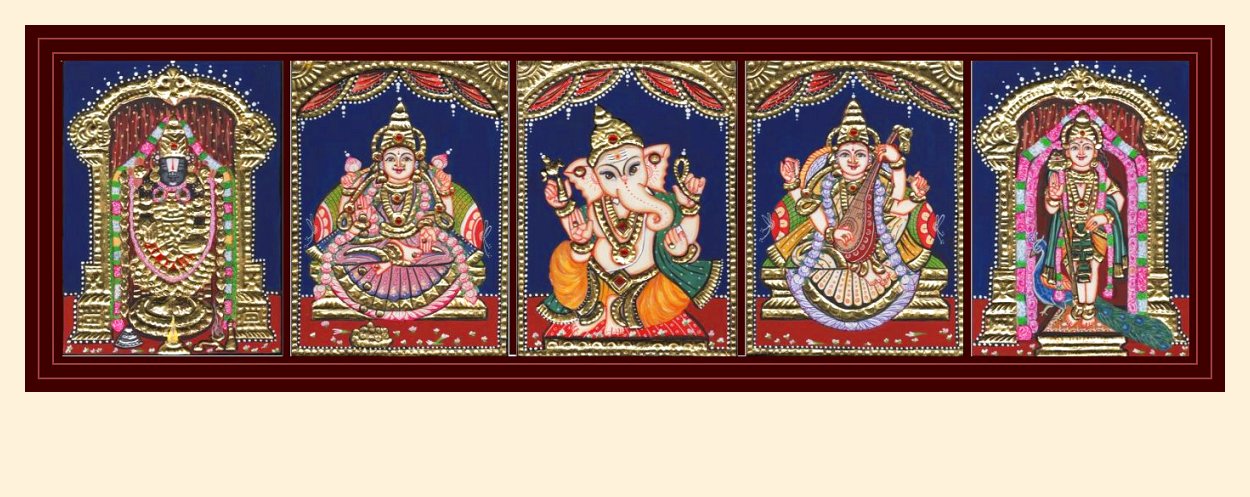 Ganesha, Lakshmi, Saraswathi, Venkateswara, Muruga Size: 8x6inch each without frame