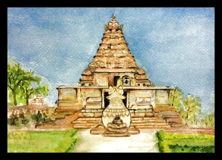 Gangai Konda Cholapuram temple, Water colour on paper